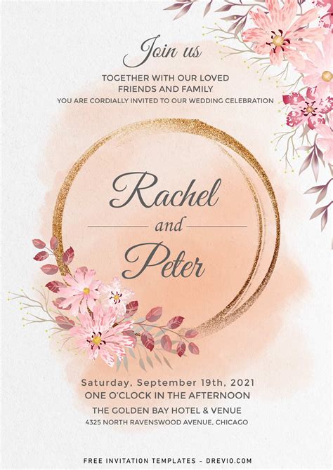 free pink and gold invitation templates|elegant pink wedding invitation.